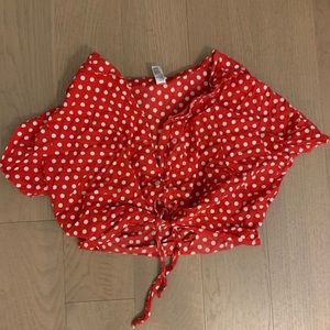 Red polka dot crop top